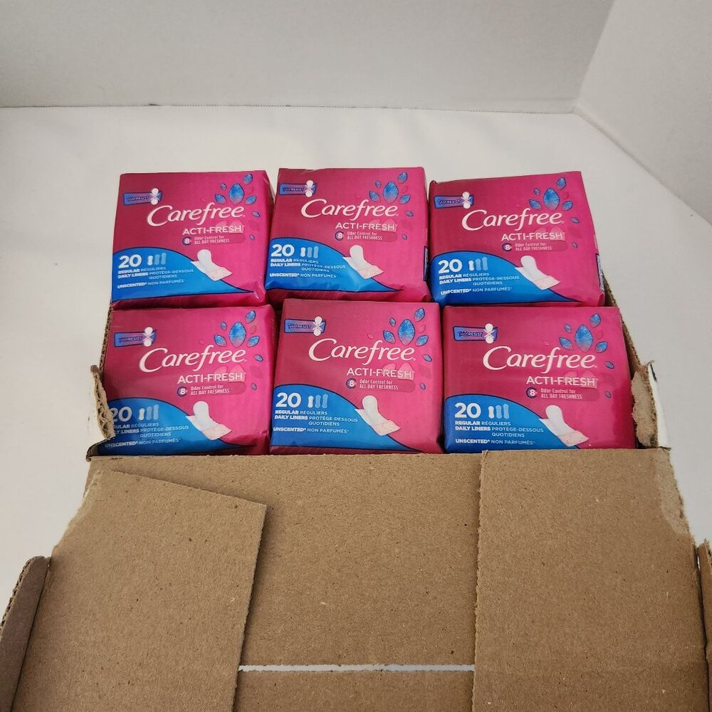 Carefree Acti-Fresh Panty Liners Regular Unscented 20 Count Pack Of 12 NEW